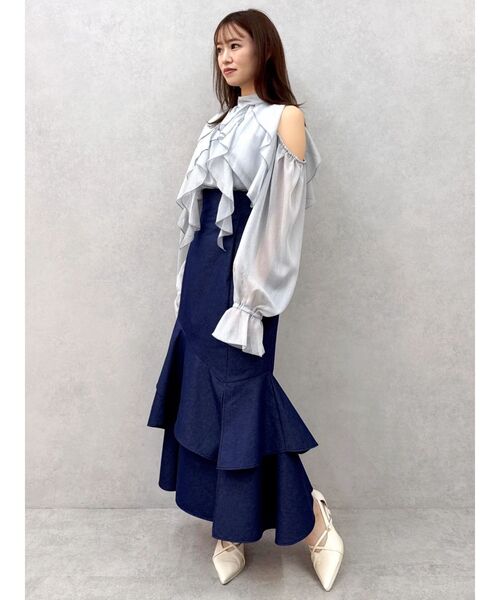 dazzlin(ダズリン)の「オープンショルダーバルーントップス(シャツ/ブラウス・レディース・アイボリー/ピンク/グレー/ブラック・FREE)」の15枚目の写真