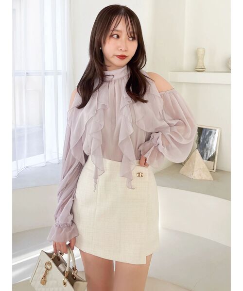 dazzlin(ダズリン)の「オープンショルダーバルーントップス(シャツ/ブラウス・レディース・アイボリー/ピンク/グレー/ブラック・FREE)」の22枚目の写真