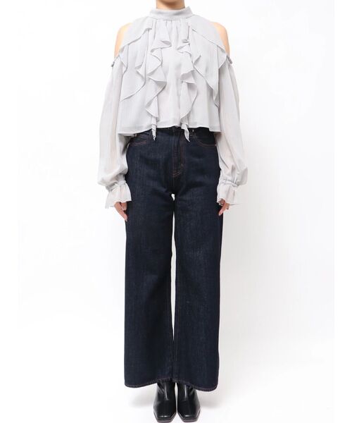 dazzlin（ダズリン）の「オープンショルダーバルーントップス（シャツ/ブラウス・レディース・アイボリー/ピンク/グレー/ブラック・FREE）」の5枚目の写真