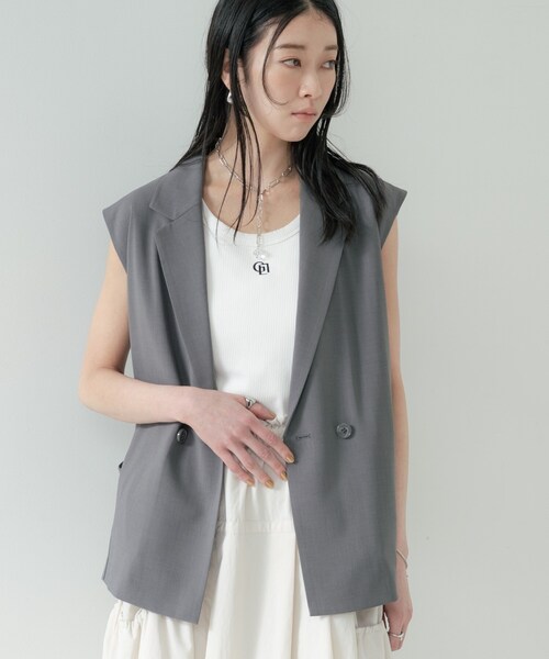 GALLEST（ギャレスト）の「Comfy SET UP｜ベルテッドジレ【セットアップ対応／通勤／カセット服】（ベスト・レディース・ブラック/ダークグレー/キャメル/ライトブルー・40/38/36）」の20枚目の写真