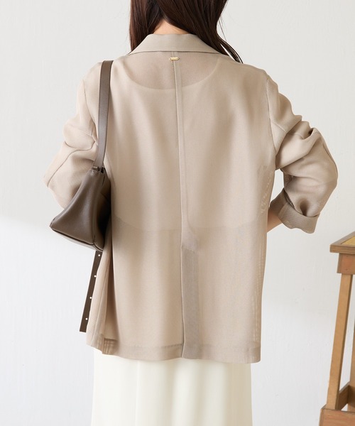 COLLAGE GALLARDAGALANTE（コラージュガリャルダガランテ）の「メッシュダブルジャケット/WEB限定カラー・サイズ展開（テーラードジャケット・レディース・グレー/ベージュ/ネイビー/オレンジ・FREE/2）」の16枚目の写真