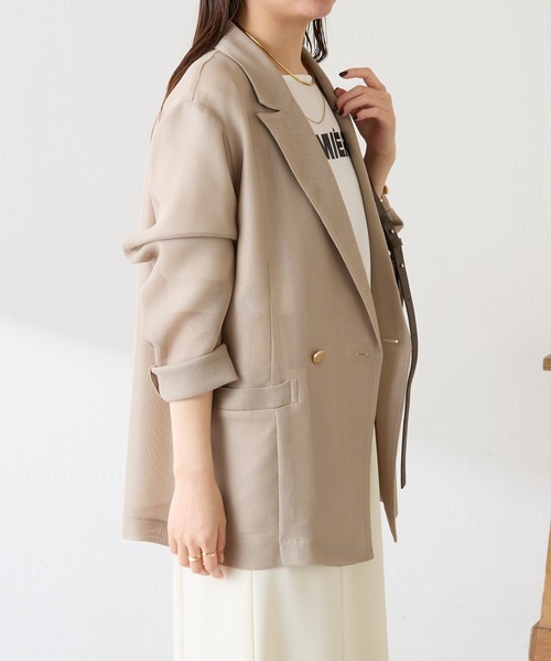 COLLAGE GALLARDAGALANTE（コラージュガリャルダガランテ）の「メッシュダブルジャケット/WEB限定カラー・サイズ展開（テーラードジャケット・レディース・グレー/ベージュ/ネイビー/オレンジ・FREE/2）」の17枚目の写真