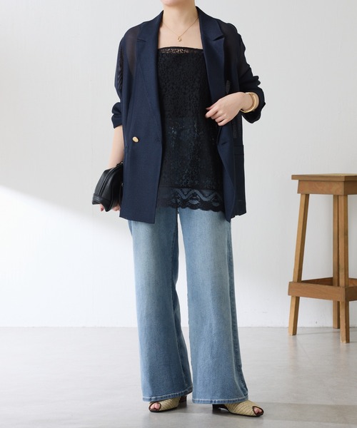 COLLAGE GALLARDAGALANTE（コラージュガリャルダガランテ）の「メッシュダブルジャケット/WEB限定カラー・サイズ展開（テーラードジャケット・レディース・グレー/ベージュ/ネイビー/オレンジ・FREE/2）」の21枚目の写真