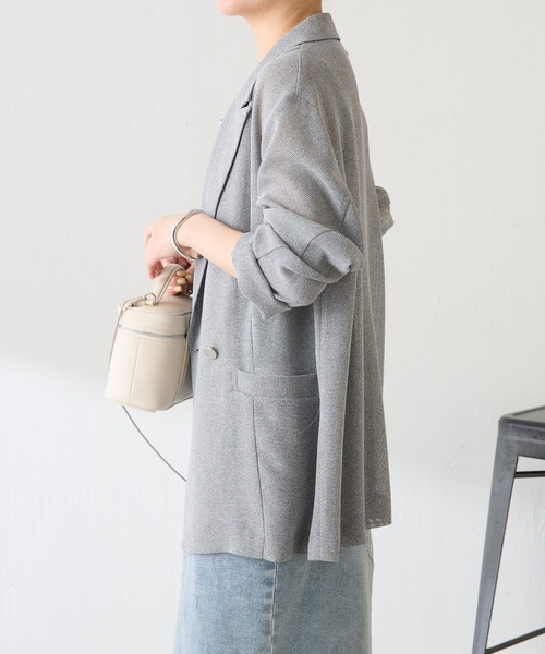 COLLAGE GALLARDAGALANTE（コラージュガリャルダガランテ）の「メッシュダブルジャケット/WEB限定カラー・サイズ展開（テーラードジャケット・レディース・グレー/ベージュ/ネイビー/オレンジ・FREE/2）」の7枚目の写真