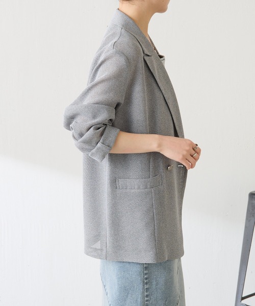 COLLAGE GALLARDAGALANTE（コラージュガリャルダガランテ）の「メッシュダブルジャケット/WEB限定カラー・サイズ展開（テーラードジャケット・レディース・グレー/ベージュ/ネイビー/オレンジ・FREE/2）」の10枚目の写真