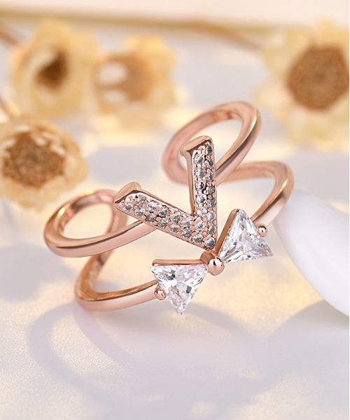 ALWAYS GOOD TIME(オルウェイズグッドタイム)の「ジルコンデザインオープンリング/上品シンプルリング/指輪(リング・レディース・ゴールド/ピンクゴールド/シルバー・FREE)」の3枚目の写真