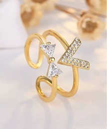 ALWAYS GOOD TIME | ジルコンデザインオープンリング／上品シンプルリング/指輪(リング)