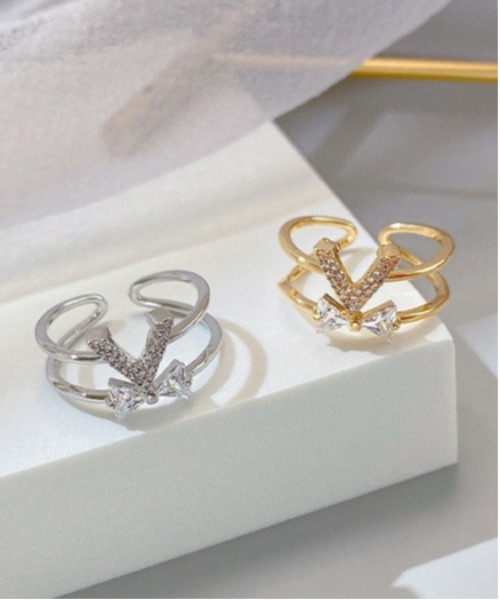 ALWAYS GOOD TIME(オルウェイズグッドタイム)の「ジルコンデザインオープンリング/上品シンプルリング/指輪(リング・レディース・ゴールド/ピンクゴールド/シルバー・FREE)」の5枚目の写真