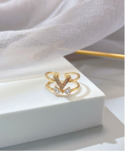 ALWAYS GOOD TIME(オルウェイズグッドタイム)の「ジルコンデザインオープンリング/上品シンプルリング/指輪(リング・レディース・ゴールド/ピンクゴールド/シルバー・FREE)」の9枚目の写真