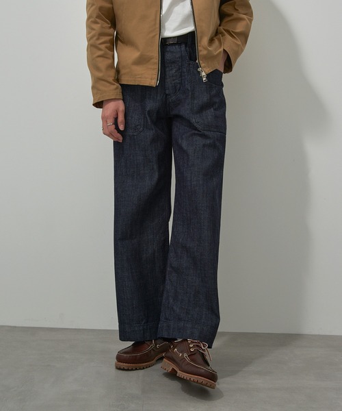 HOUSTON(ヒューストン)の「【HOUSTON】USA COTTON DENIM SAILOR PANTS デニムセーラーパンツ ワイドストレート 10079(デニムパンツ・メンズ・インディゴブルー/ブルー系その他2・L/M/S)」の8枚目の写真