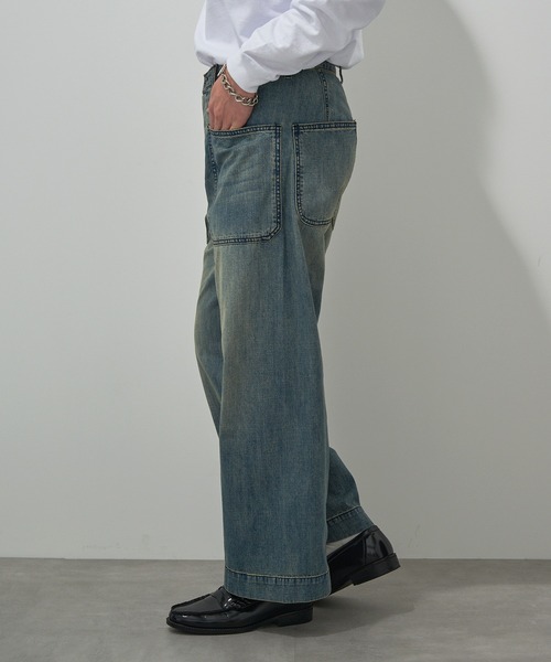HOUSTON(ヒューストン)の「【HOUSTON】USA COTTON DENIM SAILOR PANTS デニムセーラーパンツ ワイドストレート 10079(デニムパンツ・メンズ・インディゴブルー/ブルー系その他2・L/M/S)」の15枚目の写真