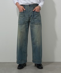 SETUP7（セットアップセブン）の「【HOUSTON】USA COTTON DENIM SAILOR PANTS デニムセーラーパンツ ワイドストレート 10079（デニムパンツ）」