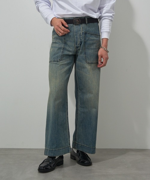 HOUSTON(ヒューストン)の「【HOUSTON】USA COTTON DENIM SAILOR PANTS デニムセーラーパンツ ワイドストレート 10079(デニムパンツ・メンズ・インディゴブルー/ブルー系その他2・L/M/S)」の14枚目の写真