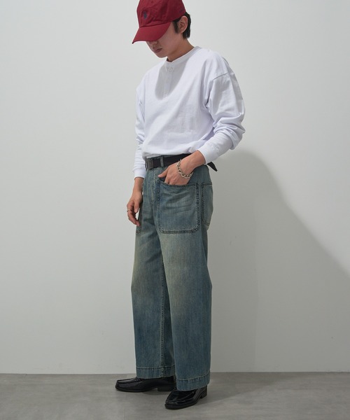 HOUSTON(ヒューストン)の「【HOUSTON】USA COTTON DENIM SAILOR PANTS デニムセーラーパンツ ワイドストレート 10079(デニムパンツ・メンズ・インディゴブルー/ブルー系その他2・L/M/S)」の5枚目の写真