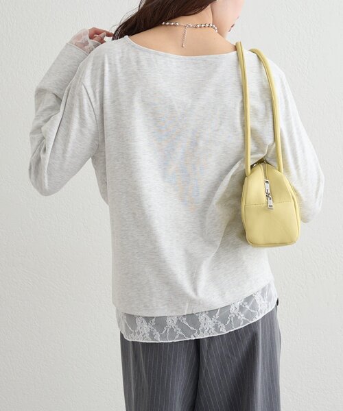 mystic（ミスティック）の「【新色ブラック/2種類のレイヤード素材】配色カットソー（Tシャツ/カットソー・レディース・ネイビー/イエロー/グレー/チャコールグレー/ブラック/ピンク・FREE）」の15枚目の写真