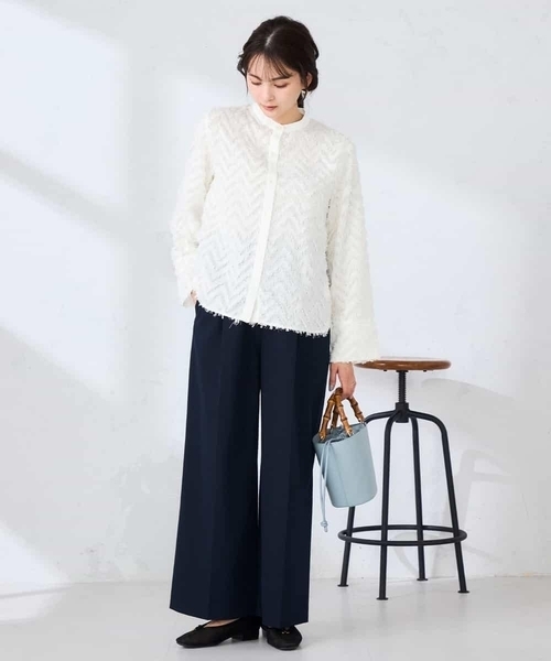 a.v.v(アーヴェヴェ)の「【洗える】ハイウエストワイドパンツ(その他パンツ・レディース・ネイビー/ベージュ・38/40)」の18枚目の写真