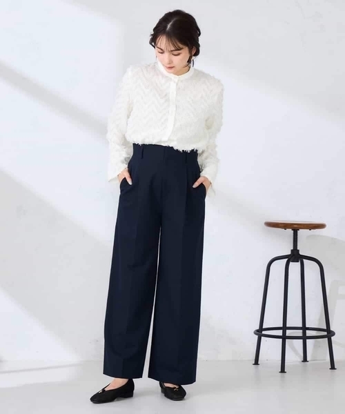 a.v.v(アーヴェヴェ)の「【洗える】ハイウエストワイドパンツ(その他パンツ・レディース・ネイビー/ベージュ・38/40)」の21枚目の写真