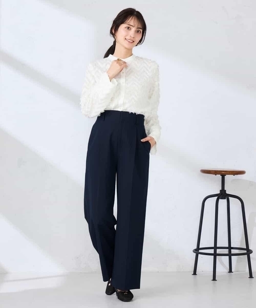 a.v.v(アーヴェヴェ)の「【洗える】ハイウエストワイドパンツ(その他パンツ・レディース・ネイビー/ベージュ・38/40)」の22枚目の写真