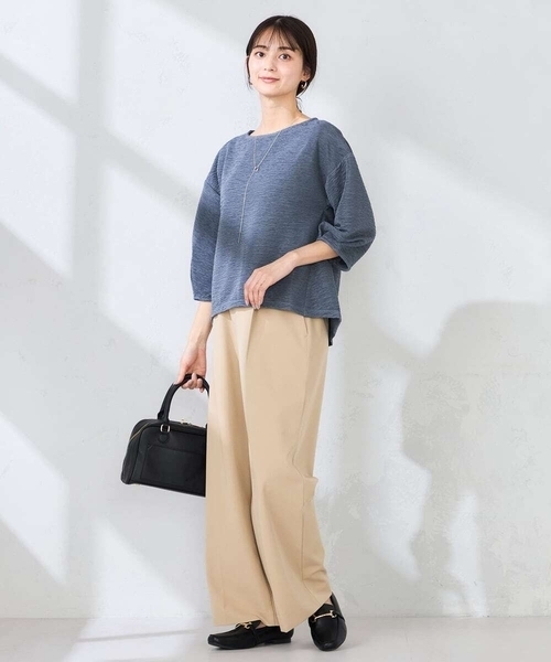 a.v.v(アーヴェヴェ)の「【洗える】ハイウエストワイドパンツ(その他パンツ・レディース・ネイビー/ベージュ・38/40)」の4枚目の写真