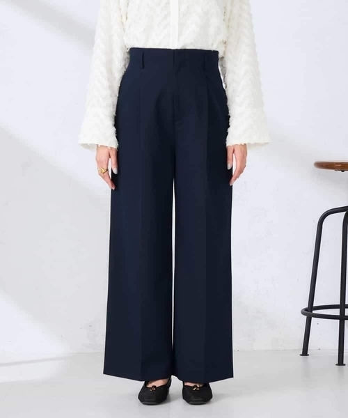 a.v.v(アーヴェヴェ)の「【洗える】ハイウエストワイドパンツ(その他パンツ・レディース・ネイビー/ベージュ・38/40)」の5枚目の写真
