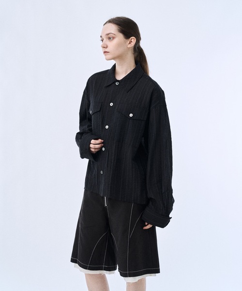 PHILTHEORY(フィルセオリー)の「Stripe sheer shirt / ストライプシアーシャツ(シャツ/ブラウス・メンズ・カーキ/ブラック・1/3/2)」の12枚目の写真