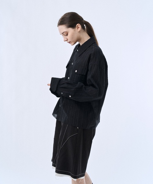 PHILTHEORY(フィルセオリー)の「Stripe sheer shirt / ストライプシアーシャツ(シャツ/ブラウス・メンズ・カーキ/ブラック・1/3/2)」の14枚目の写真
