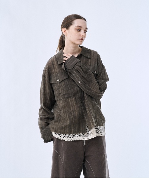 PHILTHEORY(フィルセオリー)の「Stripe sheer shirt / ストライプシアーシャツ(シャツ/ブラウス・メンズ・カーキ/ブラック・1/3/2)」の21枚目の写真