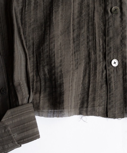 PHILTHEORY(フィルセオリー)の「Stripe sheer shirt / ストライプシアーシャツ(シャツ/ブラウス・メンズ・カーキ/ブラック・1/3/2)」の6枚目の写真