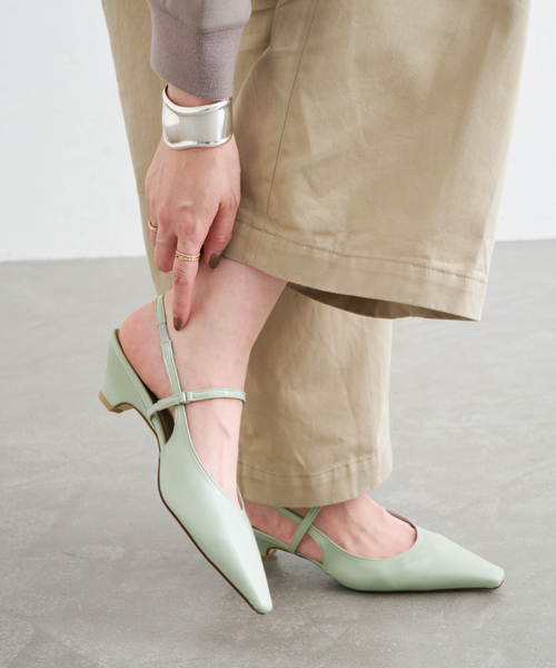 LE TALON（ルタロン）の「4cmフレンチスクエアスリングバック（パンプス・レディース・アイボリー/ガンメタ/モスグリーン/ブラックミックス・23.5cm/23cm/22.5cm/22cm/25cm/24.5cm/24cm）」の3枚目の写真