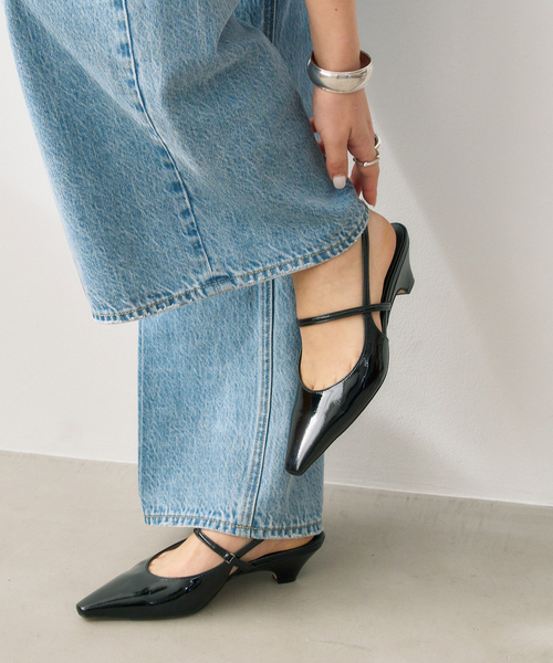 LE TALON（ルタロン）の「4cmフレンチスクエアスリングバック（パンプス・レディース・アイボリー/ガンメタ/モスグリーン/ブラックミックス・23.5cm/23cm/22.5cm/22cm/25cm/24.5cm/24cm）」の9枚目の写真