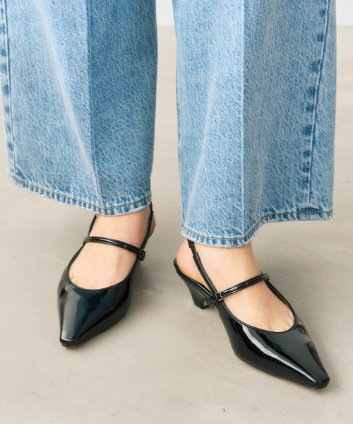 LE TALON（ルタロン）の「4cmフレンチスクエアスリングバック（パンプス・レディース・アイボリー/ガンメタ/モスグリーン/ブラックミックス・23.5cm/23cm/22.5cm/22cm/25cm/24.5cm/24cm）」の10枚目の写真