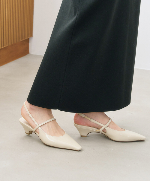 LE TALON（ルタロン）の「4cmフレンチスクエアスリングバック（パンプス・レディース・アイボリー/ガンメタ/モスグリーン/ブラックミックス・23.5cm/23cm/22.5cm/22cm/25cm/24.5cm/24cm）」の16枚目の写真