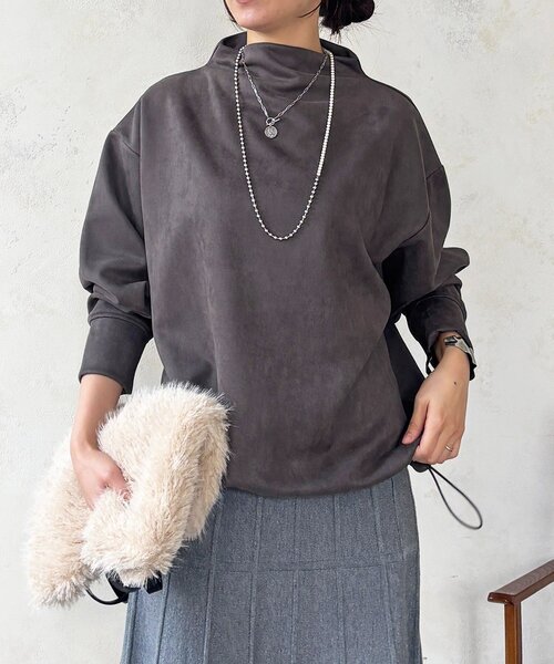 un dix cors(アンディコール)の「ドロストチュニック(Tシャツ/カットソー・レディース・ピンク/グレイッシュベージュ/オフホワイト/チャコールグレー・FREE)」の3枚目の写真