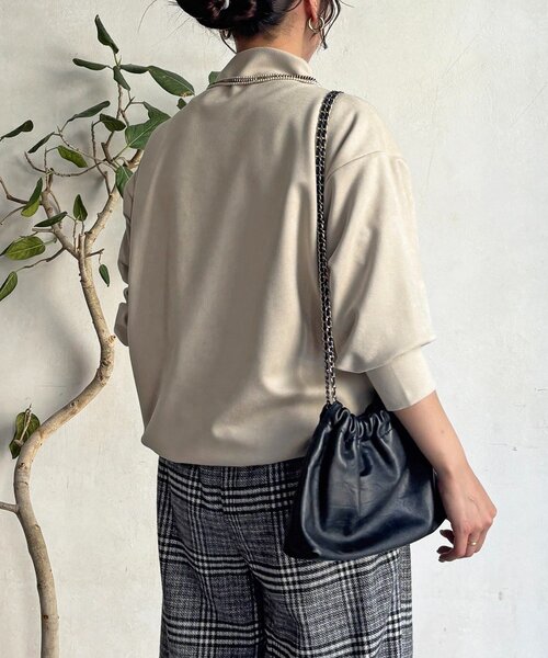 un dix cors(アンディコール)の「ドロストチュニック(Tシャツ/カットソー・レディース・ピンク/グレイッシュベージュ/オフホワイト/チャコールグレー・FREE)」の6枚目の写真