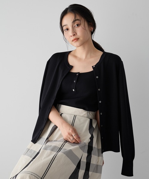 YECCA VECCA（イェッカヴェッカ）の「【UVカット/マシンウォッシャブル】アンサンブルニット（カーディガン/ボレロ・レディース・ピンク/その他7/アイボリー/ブラック・FREE）」の3枚目の写真