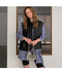 Faux Leather Collar Vest (2colors)
