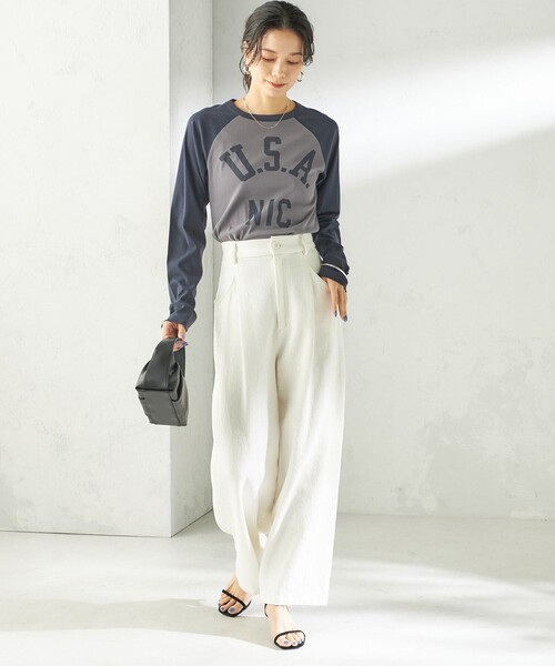 SHIPS（シップス）の「NINE CASE:〈手洗い可能〉シアー ラグラン TEE（Tシャツ/カットソー・レディース・ネイビー/ブラウン・ONE SIZE）」の11枚目の写真