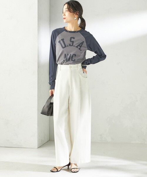 SHIPS（シップス）の「NINE CASE:〈手洗い可能〉シアー ラグラン TEE（Tシャツ/カットソー・レディース・ネイビー/ブラウン・ONE SIZE）」の12枚目の写真