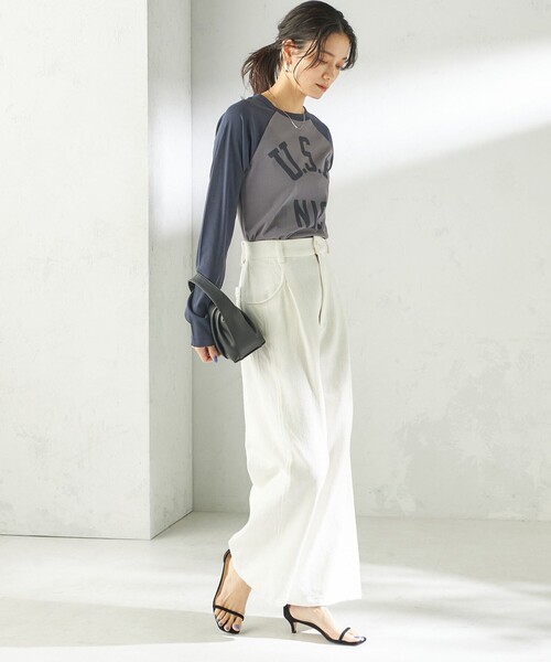 SHIPS（シップス）の「NINE CASE:〈手洗い可能〉シアー ラグラン TEE（Tシャツ/カットソー・レディース・ネイビー/ブラウン・ONE SIZE）」の14枚目の写真
