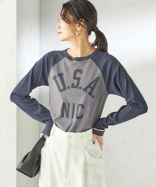 SHIPS（シップス）の「NINE CASE:〈手洗い可能〉シアー ラグラン TEE（Tシャツ/カットソー・レディース・ネイビー/ブラウン・ONE SIZE）」の16枚目の写真