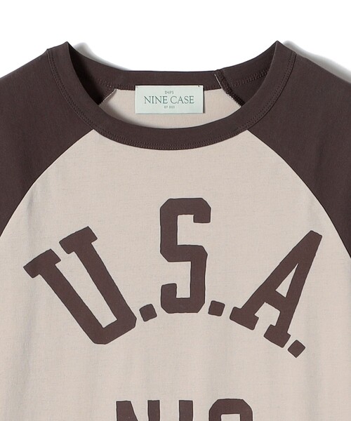 SHIPS（シップス）の「NINE CASE:〈手洗い可能〉シアー ラグラン TEE（Tシャツ/カットソー・レディース・ネイビー/ブラウン・ONE SIZE）」の22枚目の写真