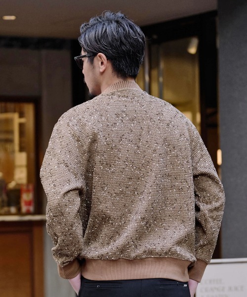 BENUSTA(ベヌスタ)の「『BENUSTA/ベヌスタ』まだら柄格子ステッチ長袖トレーナー【GC】(ニット/セーター・メンズ・ブラック・L/M/XL)」の7枚目の写真