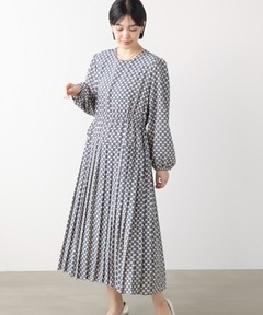 SUPER RIB PADDED SHOULDER L/S DRESS (FLOWER) スーパーリブパ