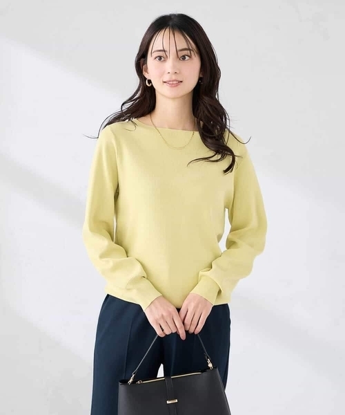 a.v.v（アーヴェヴェ）の「【WEB限定/洗える/UVカット】ボートネックパフスリーブニット（ニット/セーター・レディース・ホワイト/ブルー/クリーム/ブラック/グレー系その他・40/38/42/36）」の6枚目の写真