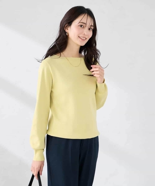 a.v.v（アーヴェヴェ）の「【WEB限定/洗える/UVカット】ボートネックパフスリーブニット（ニット/セーター・レディース・ホワイト/ブルー/クリーム/ブラック/グレー系その他・40/38/42/36）」の7枚目の写真