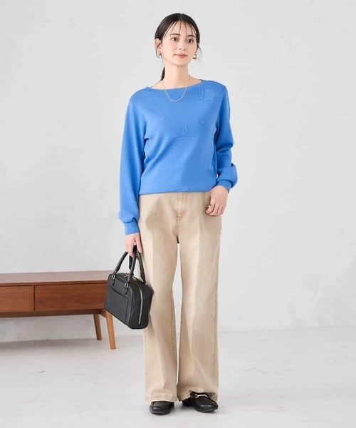 a.v.v（アーヴェヴェ）の「【WEB限定/洗える/UVカット】ボートネックパフスリーブニット（ニット/セーター・レディース・ホワイト/ブルー/クリーム/ブラック/グレー系その他・40/38/42/36）」の15枚目の写真