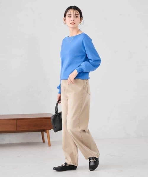 a.v.v（アーヴェヴェ）の「【WEB限定/洗える/UVカット】ボートネックパフスリーブニット（ニット/セーター・レディース・ホワイト/ブルー/クリーム/ブラック/グレー系その他・40/38/42/36）」の18枚目の写真