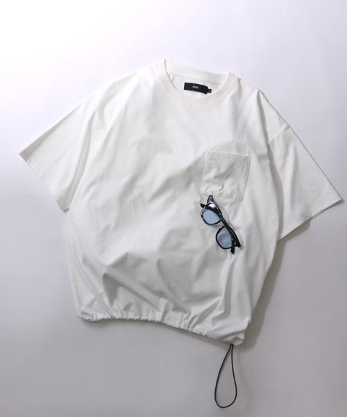 SITRY(シトリー)の「SITRY Drawcord Function T-shirt/別注 吸水速乾 UVカット ストレッチ オーバーサイズ ドローコード 半袖Tシャツ レディース メンズ(Tシャツ/カットソー・メンズ・ホワイト/スミクロ/ブラック・M/L/LL)」の2枚目の写真
