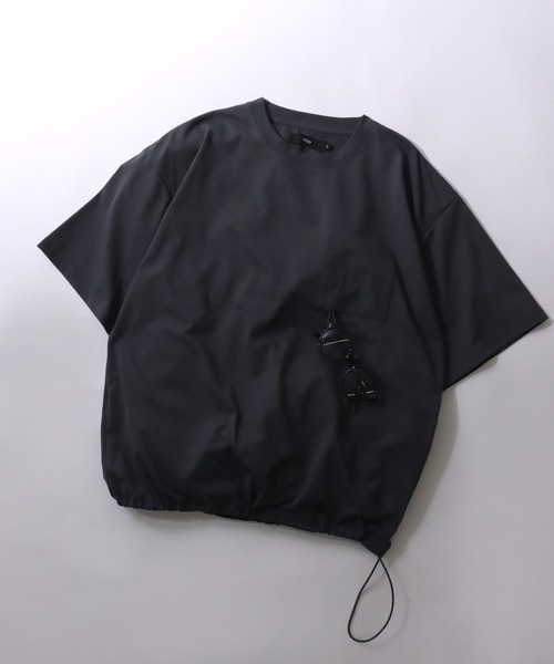 SITRY(シトリー)の「SITRY Drawcord Function T-shirt/別注 吸水速乾 UVカット ストレッチ オーバーサイズ ドローコード 半袖Tシャツ レディース メンズ(Tシャツ/カットソー・メンズ・ホワイト/スミクロ/ブラック・M/L/LL)」の1枚目の写真