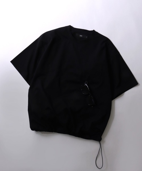 SITRY(シトリー)の「SITRY Drawcord Function T-shirt/別注 吸水速乾 UVカット ストレッチ オーバーサイズ ドローコード 半袖Tシャツ レディース メンズ(Tシャツ/カットソー・メンズ・ホワイト/スミクロ/ブラック・M/L/LL)」の3枚目の写真